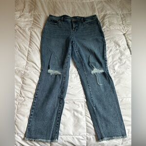 Style & Co. Blue Distressed Straight Leg Jeans